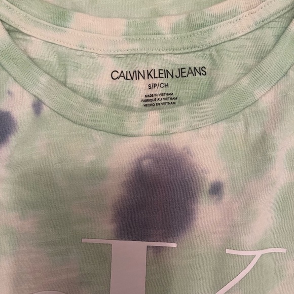Calvin Klein Pastel Tie-Dye cropped T-Shirt NWOT Sz. Small - Picture 7 of 7
